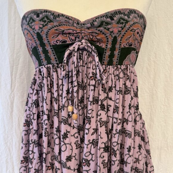Free People Elowen Strapless Printed Romper Purple Lavender Fields XS - Picture 2 of 11
